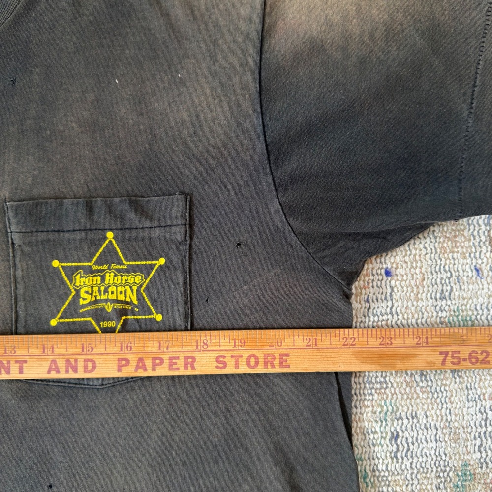 Vintage 1990 Iron Horse Saloon T Shirt Fruit of the Loom Biker Pocket Tee XL - Picture 4 of 6